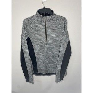 Athleta Snowscape‎ Gray Large 1/2 Zip Active Quilted Jacket Large W/thumb Holes